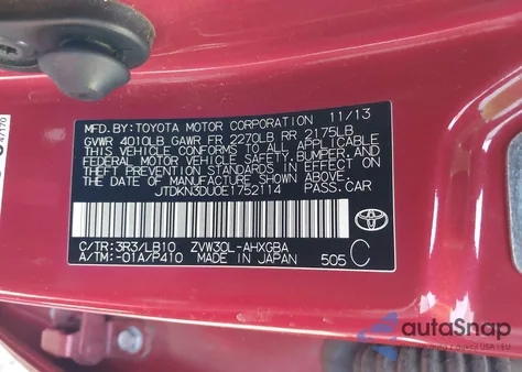 2014 Toyota Prius Four z USA, uszkodzony, nr VIN JTDKN3DU0E1752114